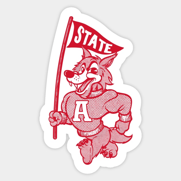 Retro State Wolf Sticker by rt-shirts